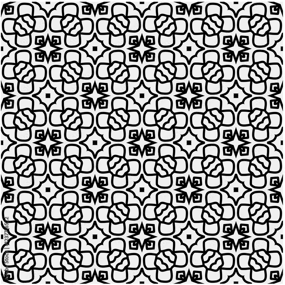 Seamless pattern with repeating abstract shapes.Black and white texture.Design element for prints, decoration, cover, textile,wallpaper, background, wrapping paper, clothing, fabric, package, cards. Seamless pattern with repeating abstract shapes.Black and white texture.Design element for prints, decoration, cover, textile,wallpaper, background, wrapping paper, clothing, fabric, package, cards.
