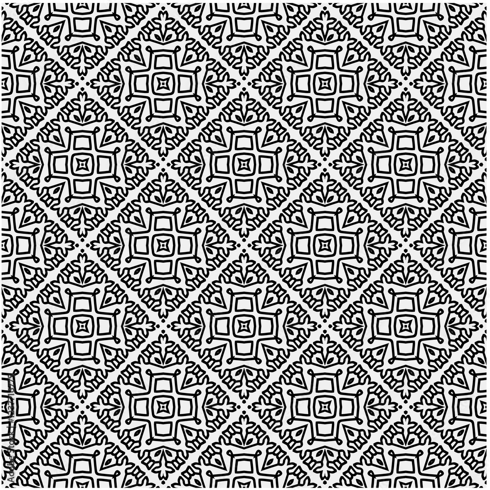 Seamless pattern with repeating abstract shapes.Black and white texture.Design element for prints, decoration, cover, textile,wallpaper, background, wrapping paper, clothing, fabric, package, cards. Seamless pattern with repeating abstract shapes.Black and white texture.Design element for prints, decoration, cover, textile,wallpaper, background, wrapping paper, clothing, fabric, package, cards.