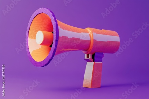 A Pixelated Orange And Purple Megaphone