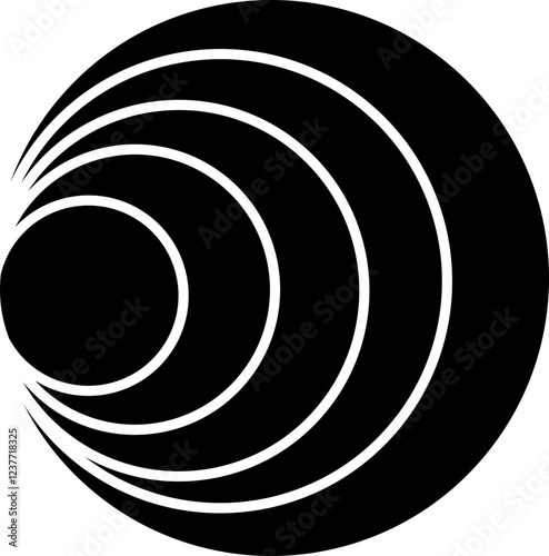 Concentric ripple circles icon . Seismic Earthquake alert radar. Radial signal, sonar wave, soundwave rings. touch effect or pulse, Vector graphic design elements isolated on transparent background,