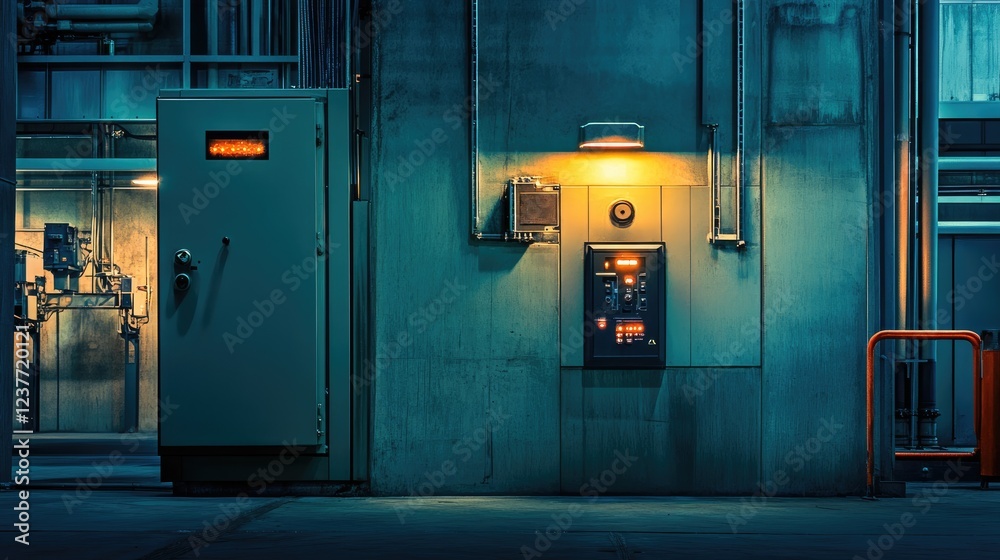 A large industrial switch activating warehouse lighting A large industrial switch activating warehouse lighting