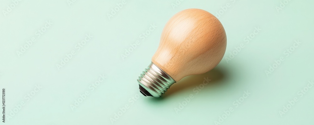 Wooden light bulb on a soft green background. Wooden light bulb on a soft green background.