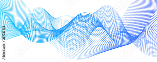 Abstract muted background with azure wavy lines. Swirl wave teal color flow smooth design. Concept business presentation, Brochure, Flyer, Science, Technology. Pattern striped line curve flow