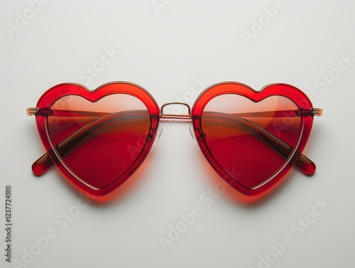 Stylish Heart-Shaped Red Sunglasses for Fashion Lovers and Trendsetters photo