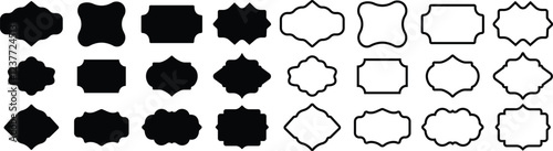 Frame or borders icon in flat line set. Vector for apps or web isolated on transparent background. ornamental decorative Different shapes. Photo, mirror Vintage, retro design. Elegant, modern style.