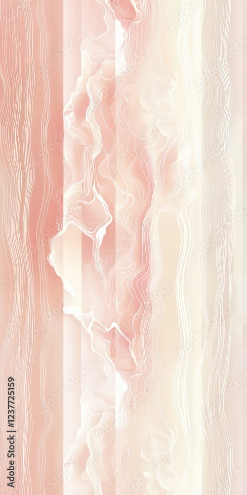 Stripes of light cream blending into soft mauve skies, with wispy clouds scattered throughout, creating a tranquil effect ideal for any peaceful space. Stripes of light cream blending into soft mauve skies, with wispy clouds scattered throughout, creating a tranquil effect ideal for any peaceful space.