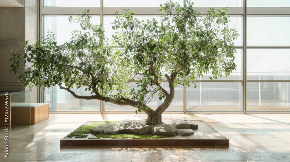 An elegant artificial tree model, crafted for indoor displays or exhibitions, An elegant artificial tree model, crafted for indoor displays or exhibitions,