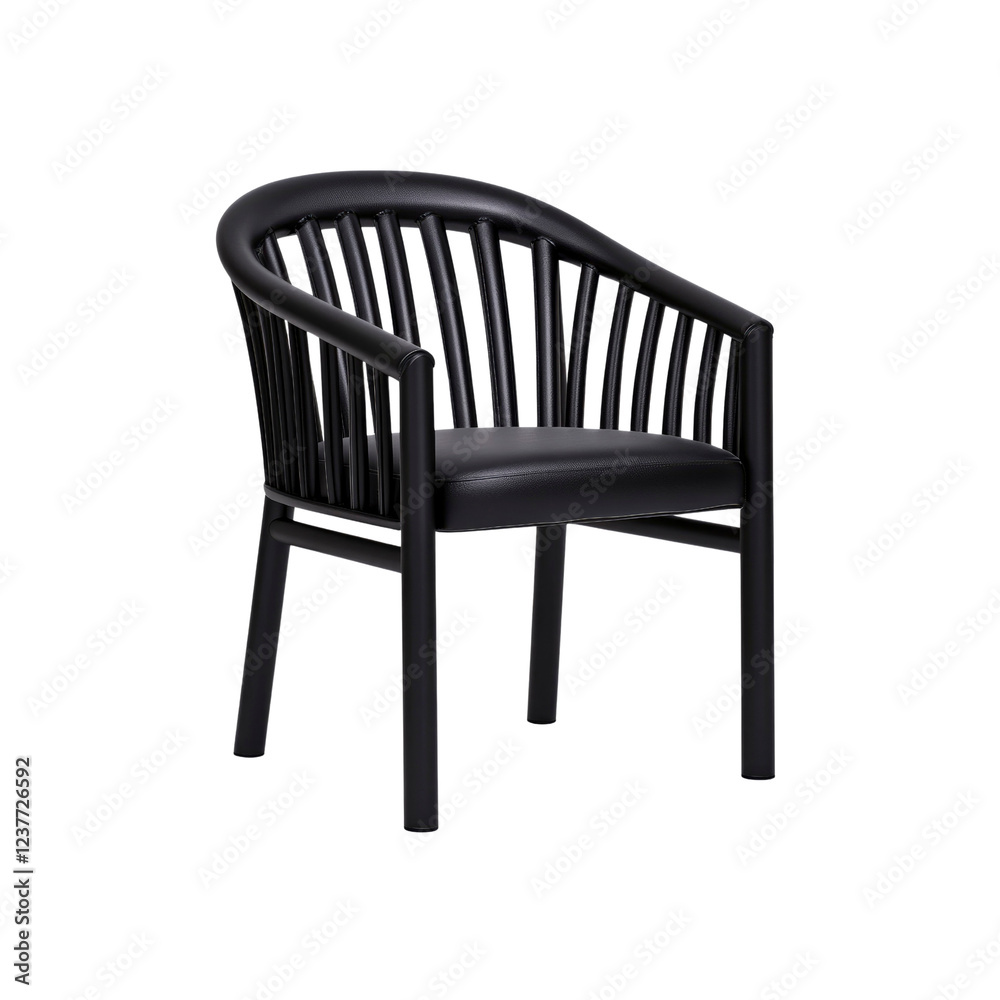Modern Black Armchair with Slats Back Design Modern Black Armchair with Slats Back Design