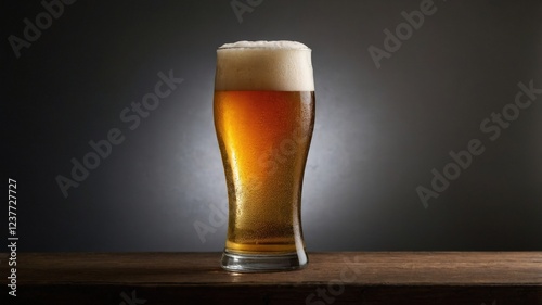 Glass of Cold Beer on Wood