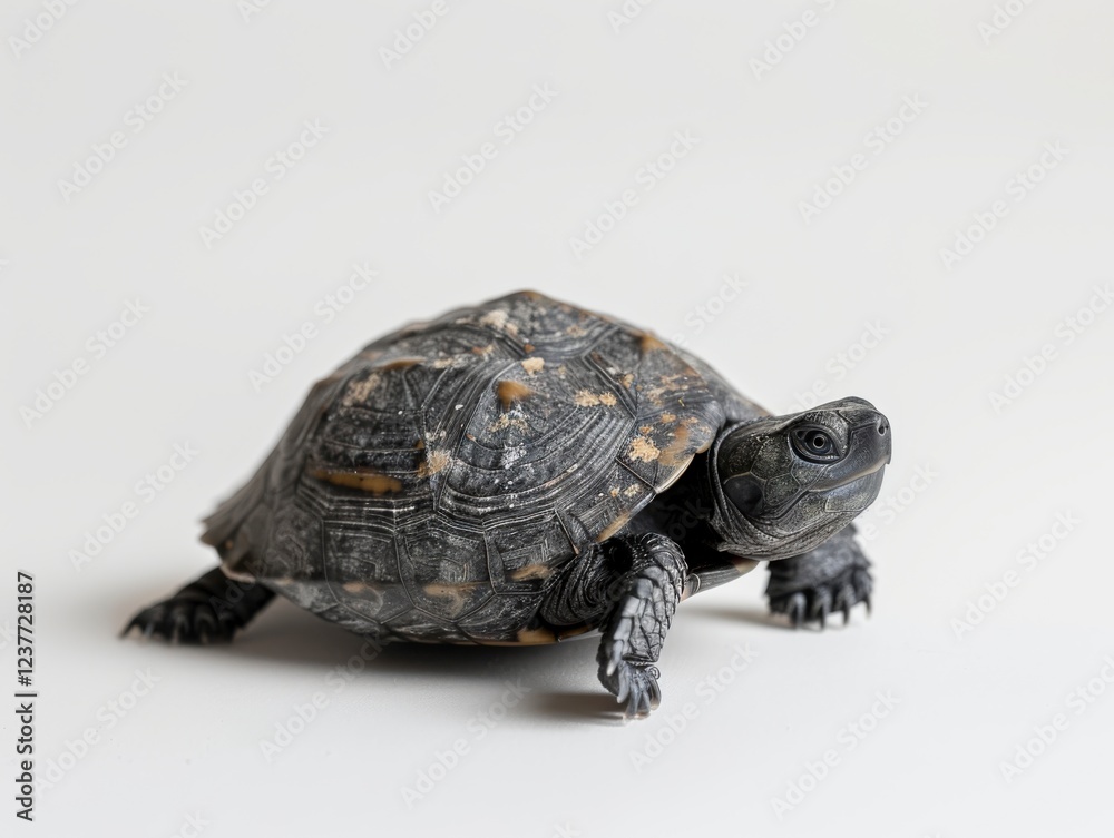 Obraz premium Realistic Turtle on Neutral Background Showcasing Unique Shell Patterns