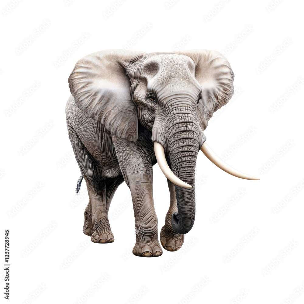 Fototapeta premium Majestic African Elephant in Profile, Digitally Rendered