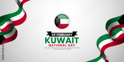 Kuwait National Day Banner Background for Poster, Greeting Card with blank space area