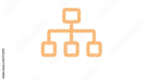 Icon sitemap is made of yellow grains of sand. Some grains of sand fall down. Transparent background. Black