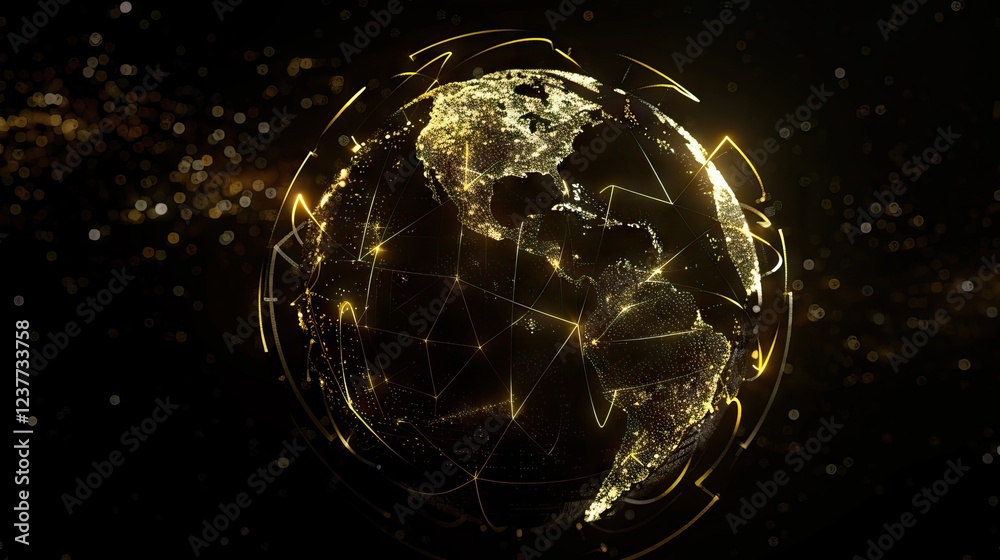 Abstract Digital Planet Earth with Glowing Dots and Lines. AI generated illustration. Abstract Digital Planet Earth with Glowing Dots and Lines. AI generated illustration.