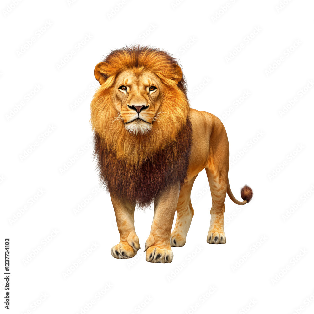 Obraz premium Majestic African Lion Standing Proudly Against Transparent background
