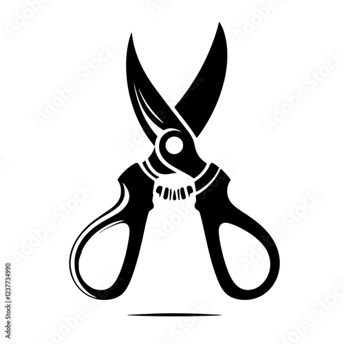 Sharp and Simple: A bold and graphic illustration of a classic pair of scissors in a minimalist black silhouette, perfect for projects requiring a clean and direct visual. 