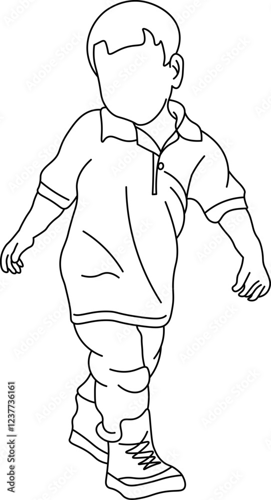 Little boy movement outline vector shape Little boy movement outline vector shape