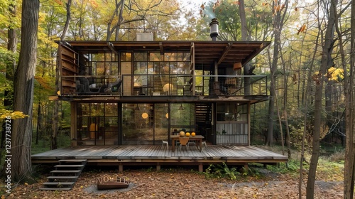 Embrace the Wild Beauty: Rustic Mountain Home in a Lush Forest. AI generated illustration