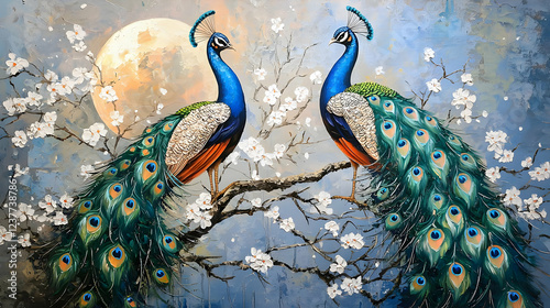 abstract background with fishes and flowers