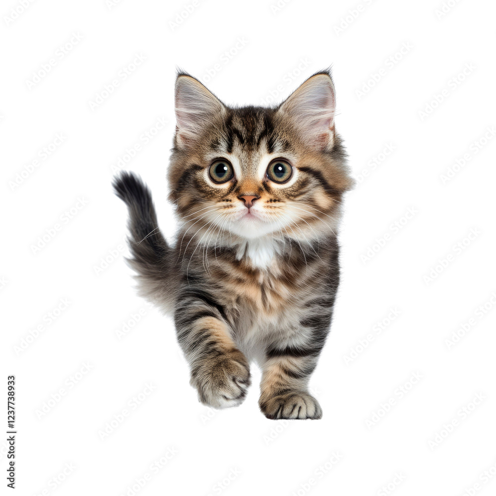 Adorable Tabby Kitten Walking Towards Camera Adorable Tabby Kitten Walking Towards Camera