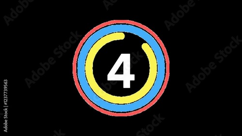 Countdown from 0 to 10 with circle on black background. 