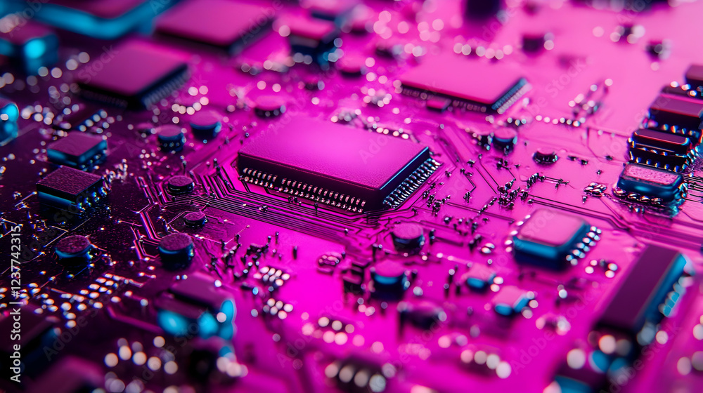 Obraz premium Pink Circuit Board Closeup