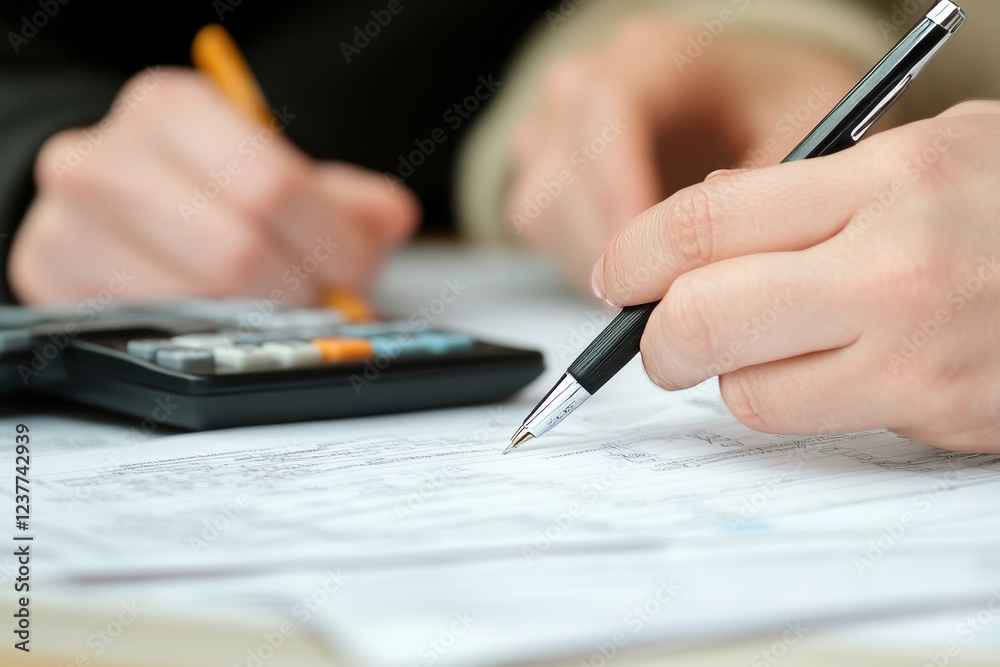 Couple Doing Taxes And Family Budget, Couple Doing Taxes And Family Budget,