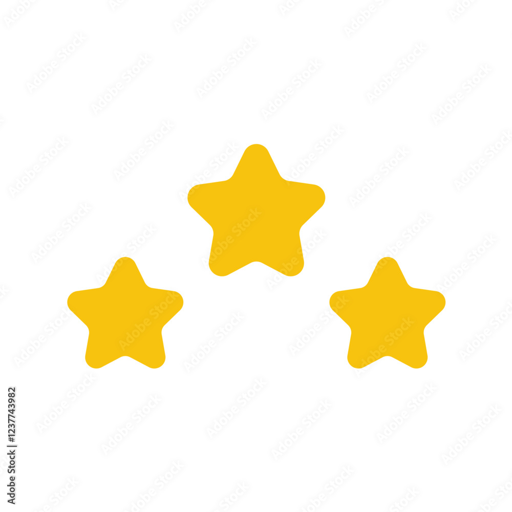 Three yellow stars vector icon Three yellow stars vector icon