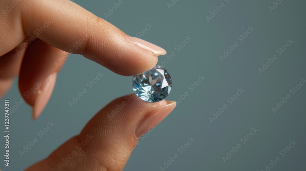 Close-up of a hand holding a sparkling diamond Close-up of a hand holding a sparkling diamond
