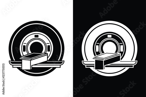 Stylish CT Scanner Icon Silhouette for Diagnostic Designs, hospital, technology, sign, patient, tomography, illustration