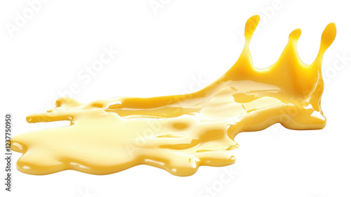 Sweet yellow custard splashing on transparent background