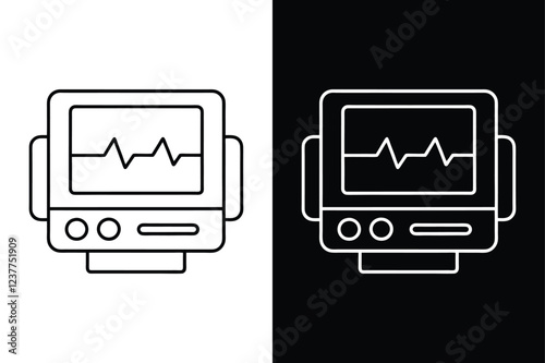 Minimalist ECG Machine Icon for Healthcare Projects. illustration, symbol, cardiogram, sign, vector, medicine