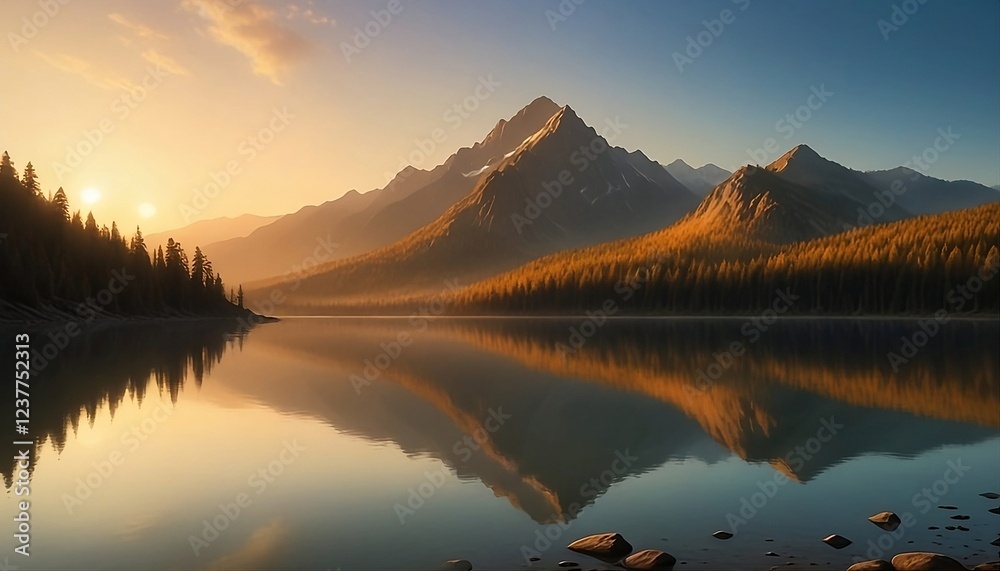 Fototapeta premium sunrise over lake