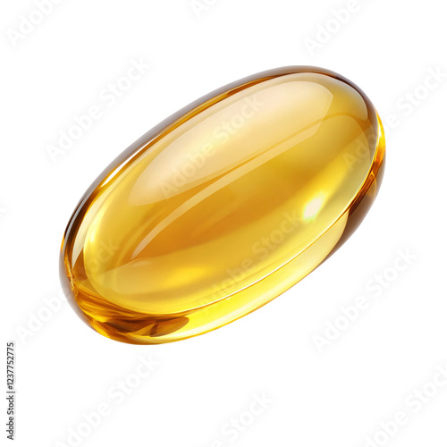 Falling fish oil pill, omega Isolated on white background.
