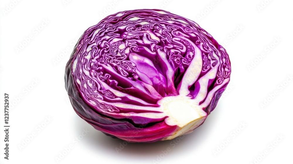 Fresh Whole Purple Cabbage on White Background for Healthy Eating Fresh Whole Purple Cabbage on White Background for Healthy Eating