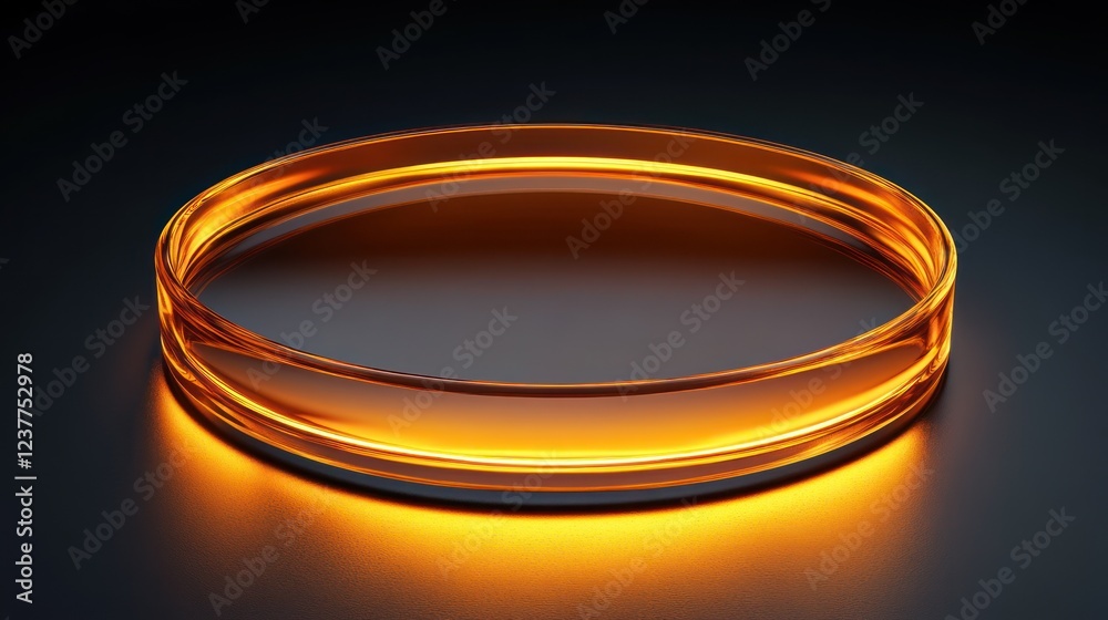 Glowing amber ring on dark background, product display