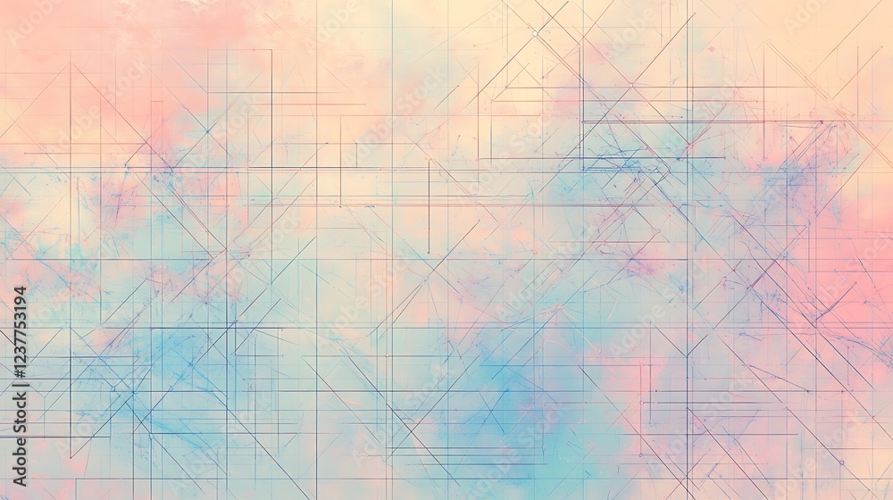 Fototapeta premium Pastel abstract background with intersecting lines and soft textures
