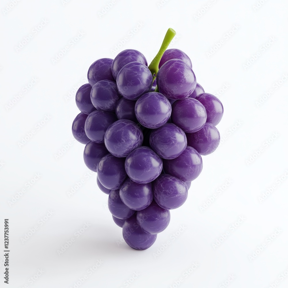 Cute Minimal 3D Illustration of a Plump Purple Grapes Cluster Cute Minimal 3D Illustration of a Plump Purple Grapes Cluster