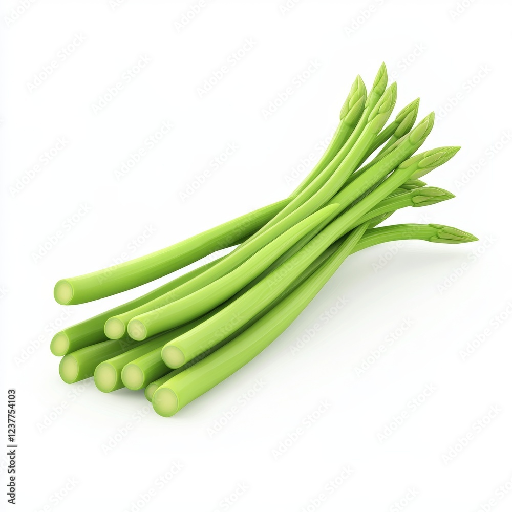 3D Illustration of a Bundle of Fresh Green Asparagus Stalks 3D Illustration of a Bundle of Fresh Green Asparagus Stalks