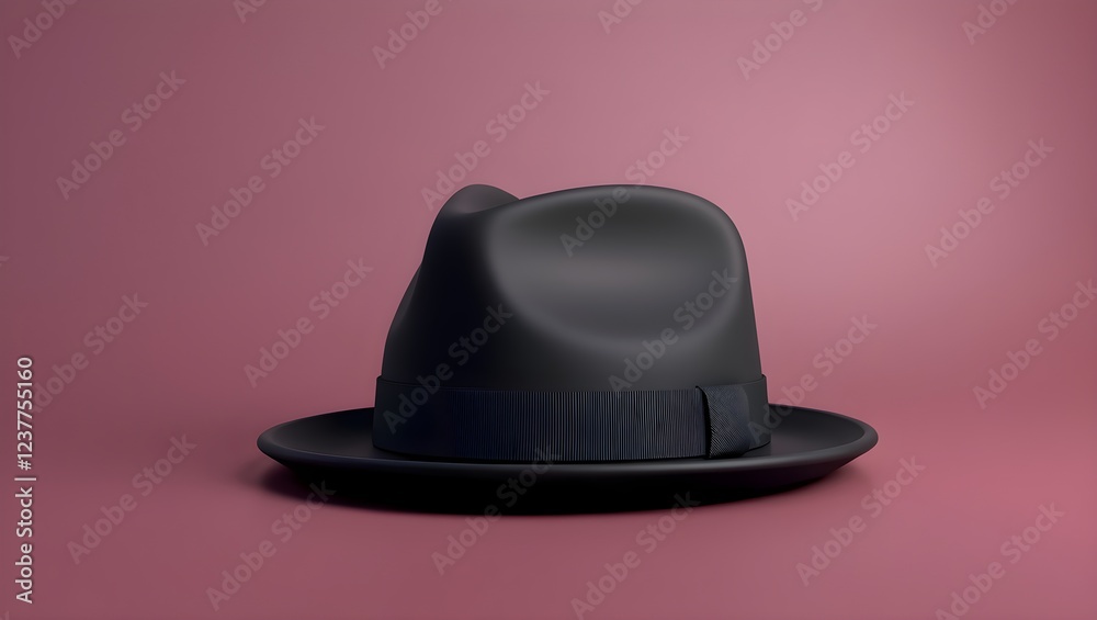 tylish black hat against a vibrant pink backdrop, 3D render showcasing fashion elegance tylish black hat against a vibrant pink backdrop, 3D render showcasing fashion elegance