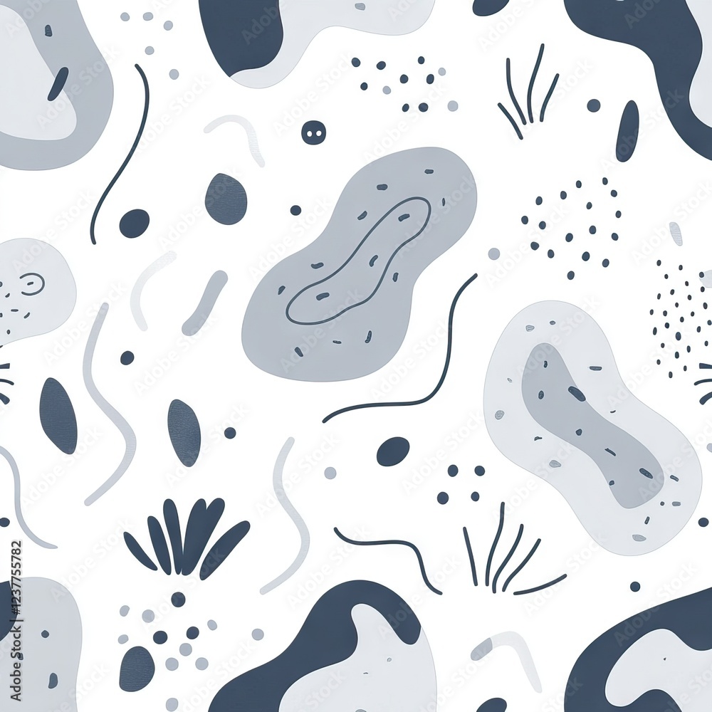 White and Gray Seamless Organic Pattern - AI generated illustration White and Gray Seamless Organic Pattern - AI generated illustration