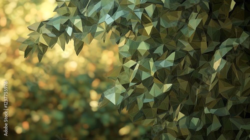 Polygonal green leaves in sunlight