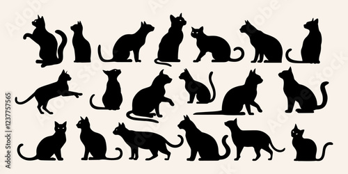 Black Cat Silhouette Vector Set – 18 Unique Poses for Pet-Themed Designs & Prints