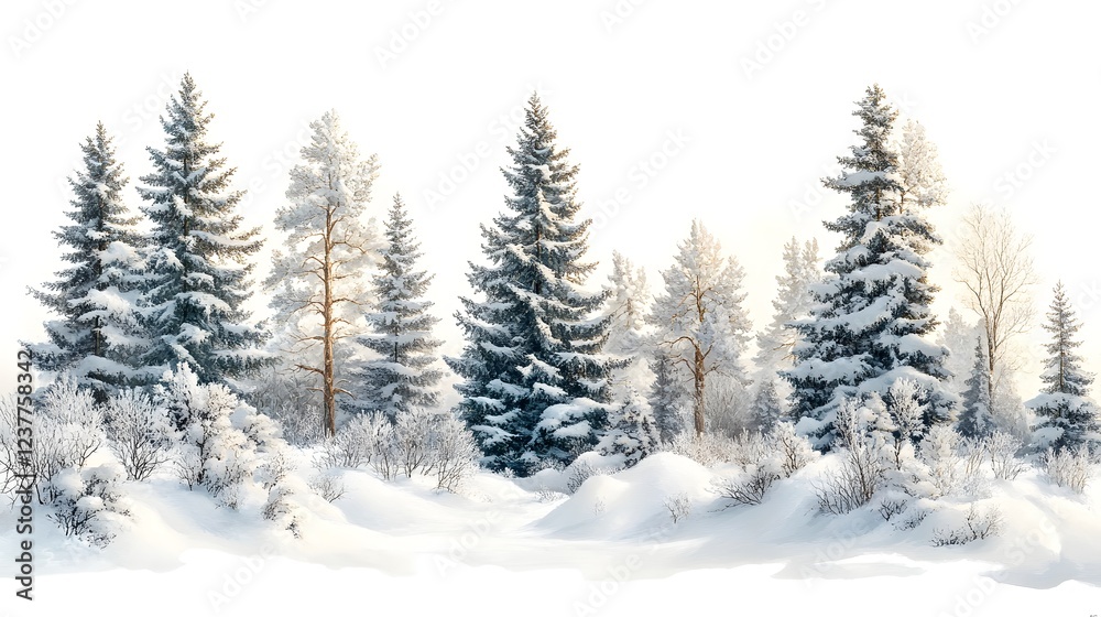 Snowy Winter Scene with Trees Snowy Winter Scene with Trees