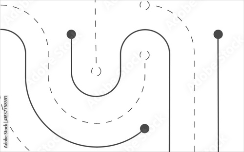 Abstract background with curved lines, solid and dashed strokes, and circular shapes.