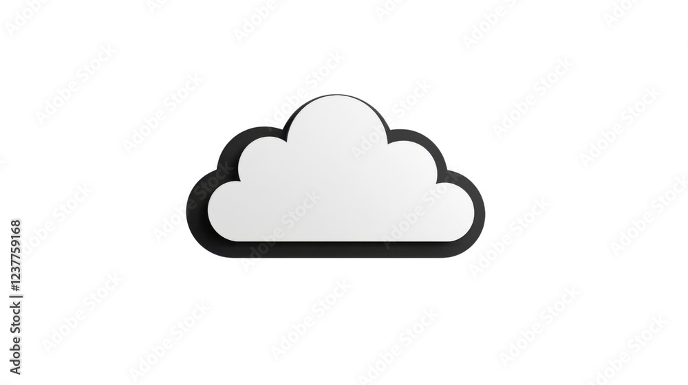 White cloud computing icon floating on transparent background White cloud computing icon floating on transparent background
