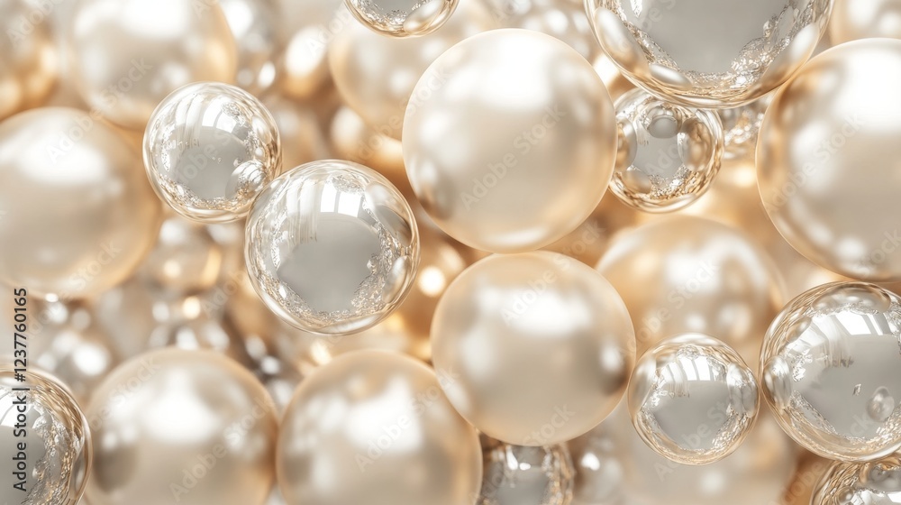 Fototapeta premium Shimmering Bubbles and Pearls with Soft Reflective Surface