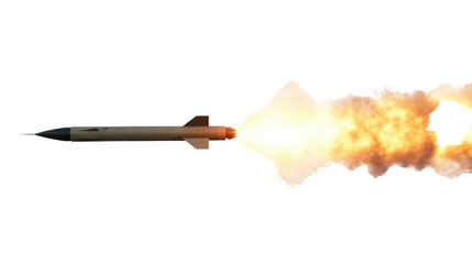Guided missile flying and firing with transparent background