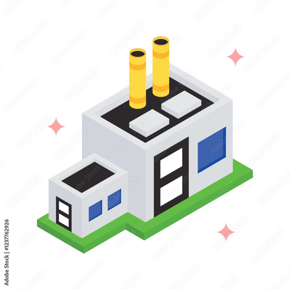 Production Plant Isometric Filled style icon. Eps 10 File Production Plant Isometric Filled style icon. Eps 10 File