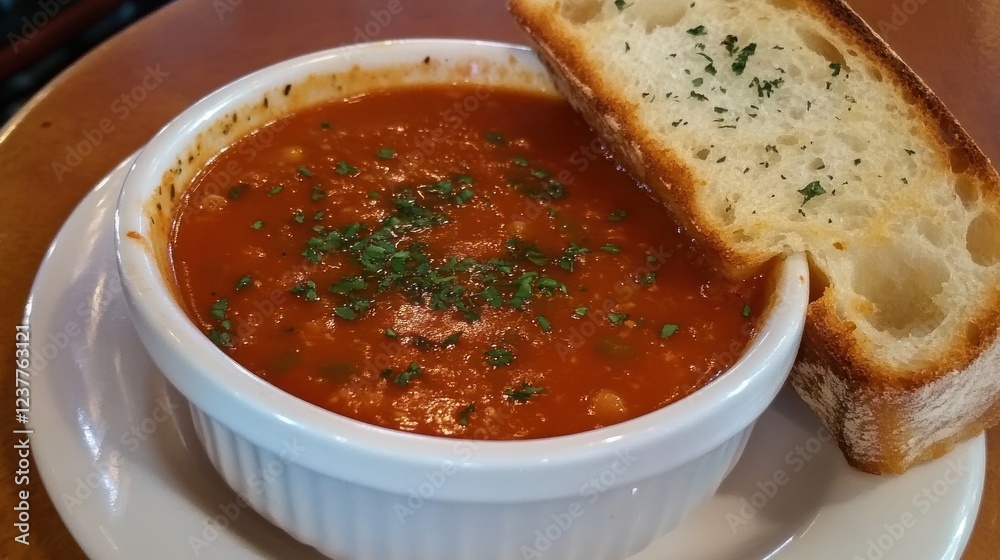 Delicious Tomato Soup with Crusty Garlic Bread Delicious Tomato Soup with Crusty Garlic Bread